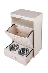 New Age Pet Dog Brea Food Pantry/Double Diner -Antique White