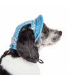 Pet Life 'Sea Spot Sun' Uv Protectant Adjustable Fashion Mesh Brimmed Dog Hat Cap, Blue - Large