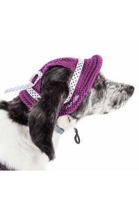Pet Life 'Sea Spot Sun' Uv Protectant Adjustable Fashion Mesh Brimmed Dog Hat Cap, Burgundy - Medium