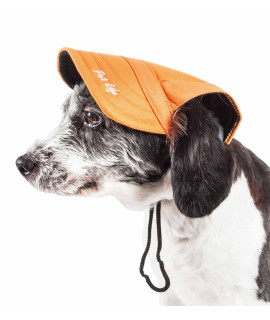 Pet Life 'Cap-Tivating' Uv Protectant Adjustable Fashion Dog Hat Cap, Orange - Medium