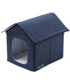 Pet Life "Hush Puppy" Electronic Heating and Cooling Smart Collapsible Pet House- Large/Navy
