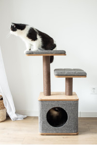 Petpals 2 level cubic cat furniture in grey color