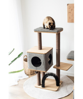 3 level cubic cat furniture in grey color