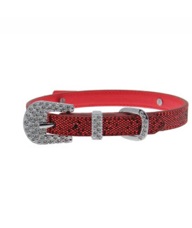 Foxy Glitz Dog Collar with Letter Strap by Cha-Cha Couture - Red