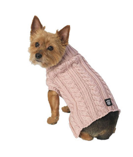 Marley's Cable Dog Sweater - Rose
