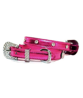 Foxy Metallic Jewel Dog Collar by Cha-Cha Couture - Hot Pink