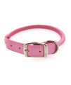 Round Leather Dog Collar by Auburn Leather - Pink