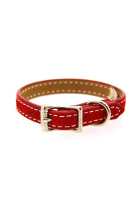 Saratoga Suede Leather Dog Collar by Auburn Leather - Red