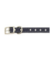 Tuscan Crystallized Leather Dog Collar by Auburn Leather - Navy Blue