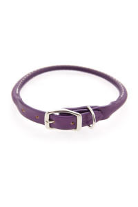 Round Leather Dog Collar by Auburn Leather - Purple
