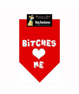Bitches Love Me Dog Bandana - Red