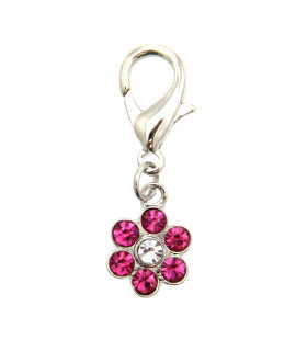 Flower D-Ring Pet Collar Charm by FouFou Dog - Pink