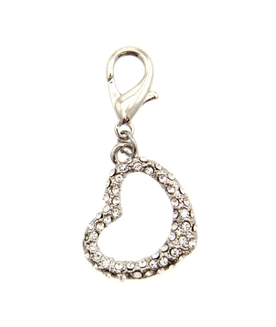 Tiff-Fou-Ny Heart D-Ring Pet Collar Charm by FouFou Dog - Clear