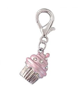 Luxe Cupcake D-Ring Pet Collar Charm by FouFou Dog - Pink