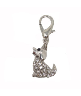 Sitting Dog D-Ring Pet Collar Charm by foufou Dog - Clear