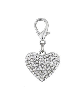 Puffy Heart D-Ring Pet Collar Charm by FouFou Dog - Clear