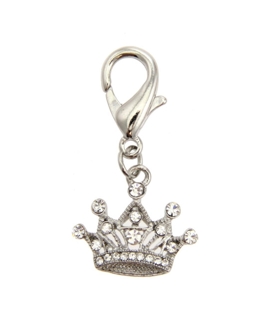 Royal Crown D-Ring Pet Collar Charm by FouFou Dog - Clear