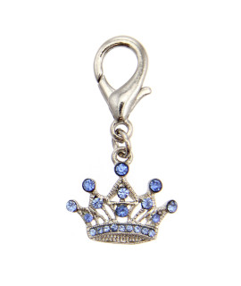 Royal Crown D-Ring Pet Collar Charm by FouFou Dog - Blue