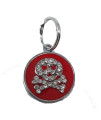 Enamel Circle Skull D-Ring Pet Collar Charm by foufou Dog - Red