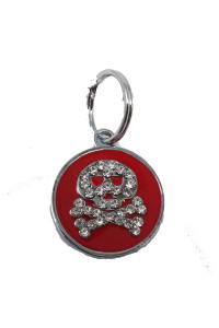 Enamel Circle Skull D-Ring Pet Collar Charm by foufou Dog - Red
