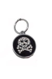 Enamel Circle Skull D-Ring Pet Collar Charm by foufou Dog - Black