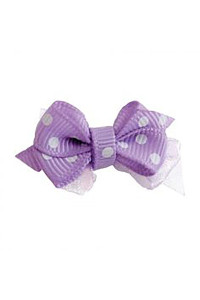 Polka Dot Dog Bow with Alligator Clip - Light Orchid