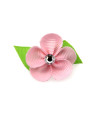 Flower Dog Bow with Alligator Clip - Pearl Pink