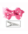 Polka Dot Dog Bow with Alligator Clip - Hot Pink