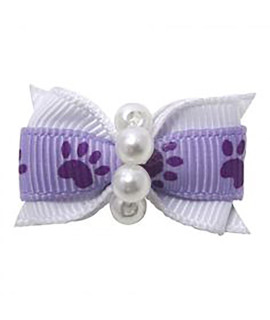Paw Dog Bow with Alligator Clip - Light Orchid