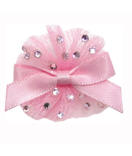 Ballerina Dog Bow with Alligator Clip - Pearl Pink