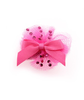 Ballerina Dog Bow with Alligator Clip - Hot Pink