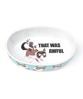 Grumpy Cat This Is Awful Oval Cat Bowl - Blue