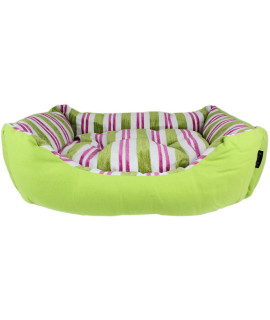 Canvas Striped Dog Bed - Green