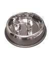 Non-Tip Stainless Steel Brake-Fast Slow Feed Dog Food Bowl - Metal