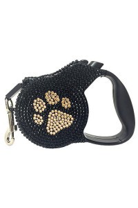 Crystal Retractable Dog Leash - Gold Paw