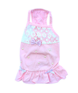 Lace, Bows & Pearls Dog Tank Dress - Pink