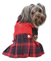 Parisian Pet Scottish Plaid Pleated Dog Dress - Red