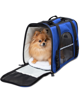 Dark Blue Pet Carrier Soft Sided Travel Bag Airline Approved For Cats & Dogs - Lg