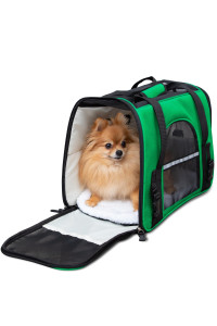Dark Green Pet Carrier Soft Sided Travel Bag Airline Approved For Cats & Dogs - Lg