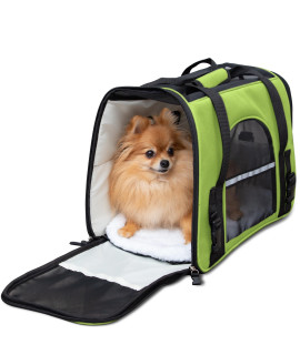 Green Pet Carrier Soft Sided Travel Bag Airline Approved For Cats & Dogs - Lg