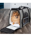 Grey Pet Carrier Soft Sided Travel Bag Airline Approved For Cats & Dogs - Lg