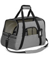 Grey Pet Carrier Soft Sided Travel Bag Airline Approved For Cats & Dogs - Lg