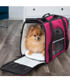 Hot Pink Pet Carrier Soft Sided Travel Bag Airline Approved For Cats & Dogs - Lg