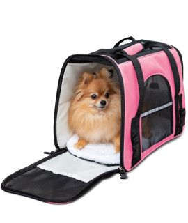 Pink Pet Carrier Soft Sided Travel Bag Airline Approved For Cats & Dogs - Lg
