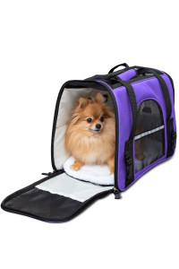 Purple Pet Carrier Soft Sided Travel Bag Airline Approved For Cats & Dogs - Lg