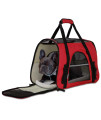 Red Pet Carrier Soft Sided Travel Bag Airline Approved For Cats & Dogs - Lg