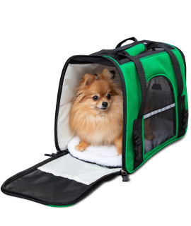 Dark Green Pet Carrier Soft Sided Travel Bag Airline Approved For Cats & Dogs - Sm