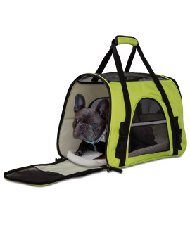 Green Pet Carrier Soft Sided Travel Bag Airline Approved For Cats & Dogs - Sm