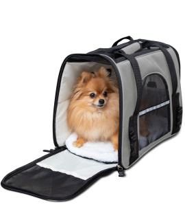 Grey Pet Carrier Soft Sided Travel Bag Airline Approved For Cats & Dogs - Sm