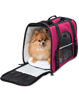 Hot Pink Pet Carrier Soft Sided Travel Bag Airline Approved For Cats & Dogs - Sm